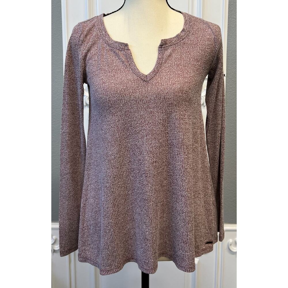 Hollister Textured Split‑Neck Long Sleeve Top – Women’s XS